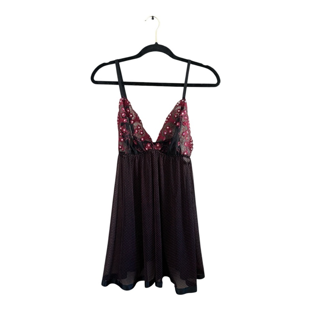 Vintage Y2K unbranded top black and red with flowers and polkadots